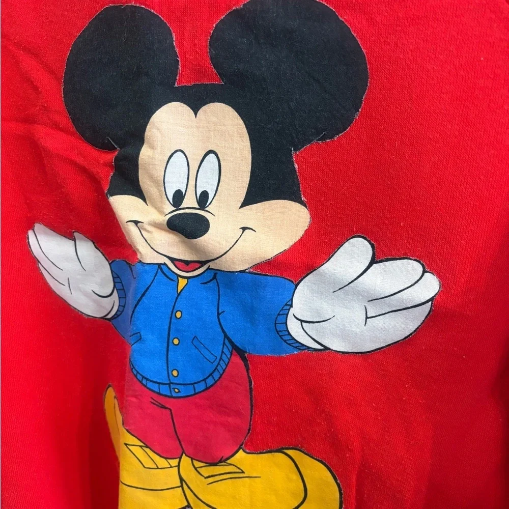 Vintage 1980s handmade iron on Disney Mickey Mouse sweatshirt L/XL collectible - Picture 2 of 6